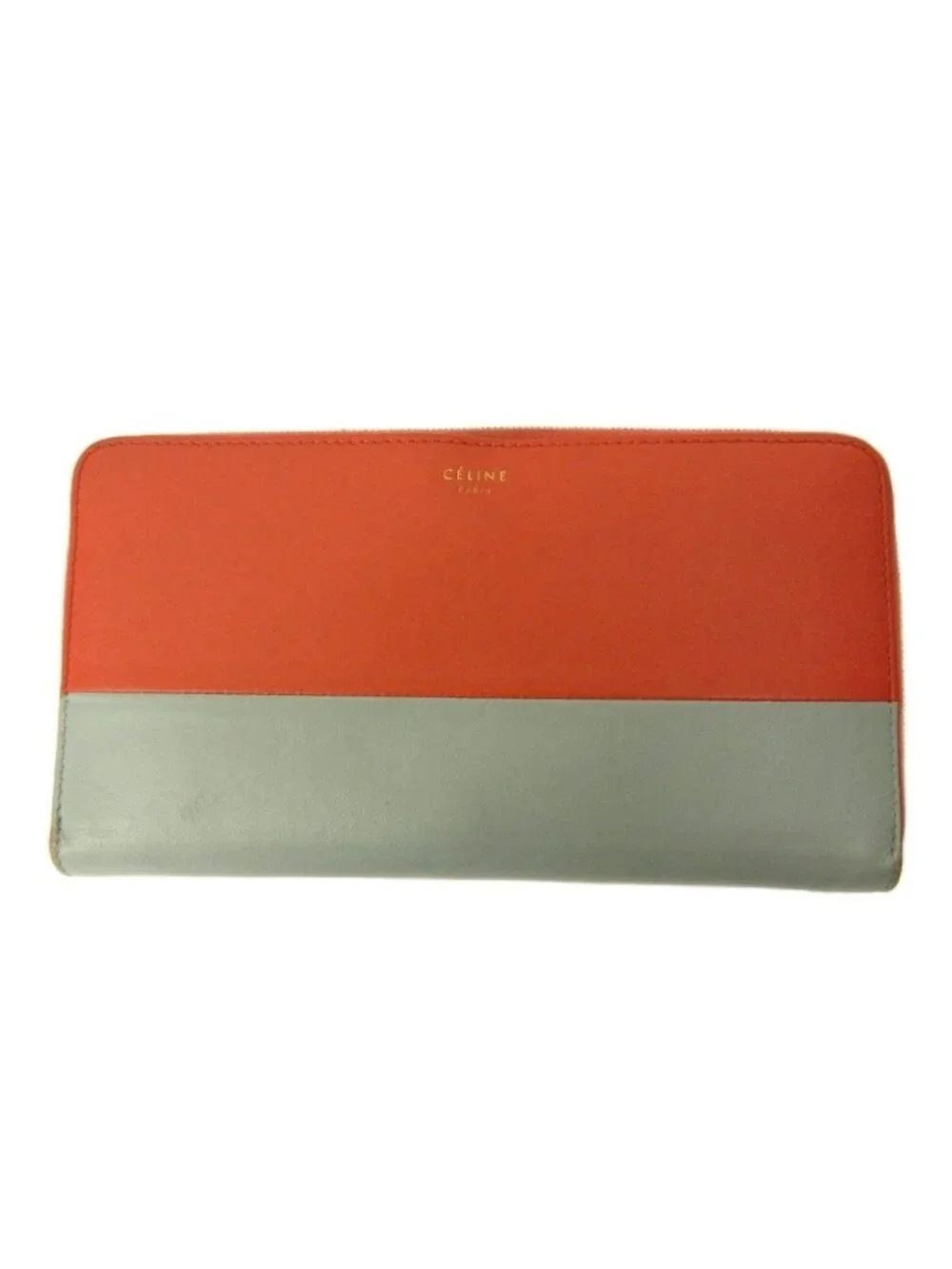 Celine Wallet Bicolor Leather Red Gray
